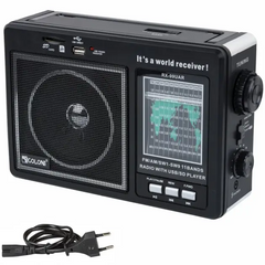 Портативный радиоприемник GOLON RX-99/3920 аккумуляторный FM/AM/SW с возможностью воспроизведения USB/MicroSD Black