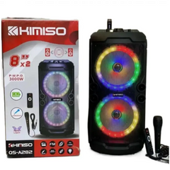 Акустическая аккумуляторная колонка KIMISO QS-221BT USB/FM/BT/LED 2x8 дюймов