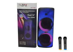 Колонка аккумуляторная ZPX-7784 partybox c радиомикрофонами (300W/USB/BT/FM/TWS)