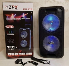 Колонка портативна акустична система ZX-7775 BT із мікрофоном USB/Bluetooth/FM/LED/TWS 150W + пульт Д/У Чорна