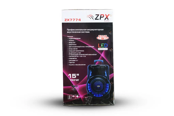 Aкустическая система беспроводная ZPX ZX-7774 | Портативная bluetooth колонка с пультом и микрофоном